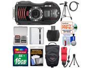 Ricoh WG-4 Shock & Waterproof GPS Digital Camera (Black) with 16GB Card + Battery + Case + Tripods + Accessory Kit