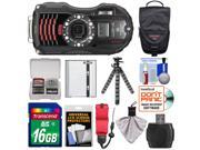 Ricoh WG-4 Shock & Waterproof GPS Digital Camera (Black) with 16GB Card + Battery + Case + Floating Strap + Flex Tripod + Accessory Kit