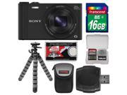 Sony Cyber-Shot DSC-WX350 Digital Camera (Black) with 16GB Card + Case + Flex Tripod Kit
