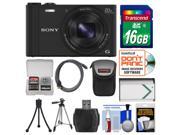Sony Cyber-Shot DSC-WX350 Digital Camera (Black) with 16GB Card + Case + Battery + Tripod + HDMI Cable + Accessory Kit