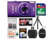 Canon PowerShot Elph 340 HS Wi-Fi Digital Camera (Purple) with 16GB Card + Case + Flex Tripod + Accessory Kit