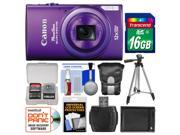 Canon PowerShot Elph 340 HS Wi-Fi Digital Camera (Purple) with 16GB Card + Case + Battery + Tripod + Accessory Kit