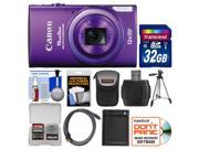 Canon PowerShot Elph 340 HS Wi-Fi Digital Camera (Purple) with 32GB Card + Case + Battery + Tripod + HDMI Cable + Kit
