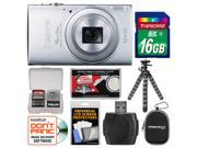 Canon PowerShot Elph 340 HS Wi-Fi Digital Camera (Silver) with 16GB Card + Case + Flex Tripod + Accessory Kit