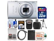 Canon PowerShot Elph 340 HS Wi-Fi Digital Camera (Silver) with 32GB Card + Case + Battery + Tripod + HDMI Cable + Kit