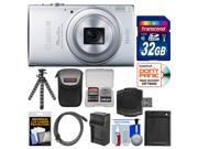 Canon PowerShot Elph 340 HS Wi-Fi Digital Camera (Silver) with 32GB Card + Case + Battery/Charger + Flex Tripod Kit