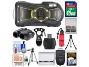 Ricoh WG-20 Shock & Waterproof Digital Camera & Binoculars Adventure Kit 8x22 Jupiter III+ Binoculars & Eat'n Tool + 16GB Card + Case + Battery + Strap + Tripod