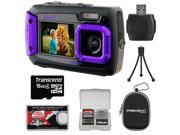 Coleman Duo 2V9WP Dual Screen Shock & Waterproof Digital Camera (Purple) with 16GB Card + Case + Kit