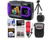 Coleman Duo 2V9WP Dual Screen Shock & Waterproof Digital Camera (Purple) with 16GB Card + Case + Float Strap + Flex Tripod + Kit