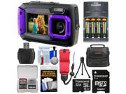 Coleman Duo 2V9WP Dual Screen Shock & Waterproof Digital Camera (Purple) with 32GB Card + Batteries & Charger + Case + Float Strap + Kit