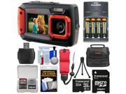 Coleman Duo 2V9WP Dual Screen Shock & Waterproof Digital Camera (Red) with 32GB Card + Batteries & Charger + Case + Float Strap + Kit