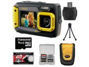 Coleman Duo 2V9WP Dual Screen Shock & Waterproof Digital Camera (Yellow) with 16GB Card + Case + Kit
