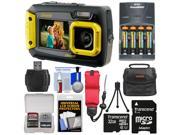 Coleman Duo 2V9WP Dual Screen Shock & Waterproof Digital Camera (Yellow) with 32GB Card + Batteries & Charger + Case + Float Strap + Kit