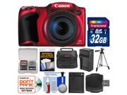 Canon PowerShot SX400 IS Digital Camera (Red) with 32GB Card + Case + Battery & Charger + Tripod + Kit