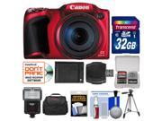 Canon PowerShot SX400 IS Digital Camera (Red) with 32GB Card + Case + Flash + Battery + Tripod + Accessory Kit