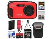 Coleman Xtreme3 C9WP Shock & Waterproof 1080p HD Digital Camera (Red) with 16GB Card + Battery + Case + Tripod + Float Strap + Kit