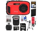 Coleman Xtreme3 C9WP Shock & Waterproof 1080p HD Digital Camera (Red) with 32GB Card + Battery + Case + Float Strap + Tripod + Kit