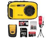 Coleman Xtreme3 C9WP Shock & Waterproof 1080p HD Digital Camera (Yellow) with 16GB Card + Case + Tripod + Float Strap + Kit
