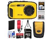 Coleman Xtreme3 C9WP Shock & Waterproof 1080p HD Digital Camera (Yellow) with 16GB Card + Battery + Case + Tripod + Float Strap + Kit