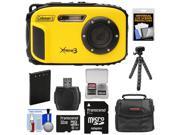 Coleman Xtreme3 C9WP Shock & Waterproof 1080p HD Digital Camera (Yellow) with 32GB Card + Battery + Case + Flex Tripod + Float Strap + Kit