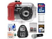 Intova IC16 Sports Digital Camera with 180' Waterproof Housing (Black) with 32GB Card + Battery + Backpack + Underwater Flashlight + Accessory Kit