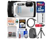 Olympus Tough TG-850 iHS Shock & Waterproof Digital Camera (White) with 32GB Card + Case + Battery + Flex Tripod + Float Strap + Accessory Kit