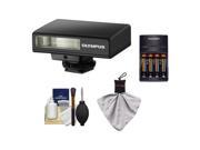Olympus Pen FL-14 Electronic Flash for Micro Four Thirds (Black) - NEW (NO Original Box) with Batteries & Charger + Cleaning Kit