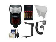 Nikon SB-910 AF Speedlight Flash with Batteries & Charger + Bracket & Cord + Reflector + Cleaning Kit
