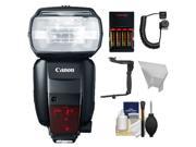 Canon Speedlite 600EX-RT Flash with Bracket & Cord + Reflector + Batteries & Charger + Cleaning Kit