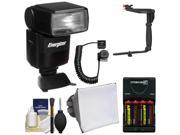 Energizer ENF-600N Digital Power Zoom LCD Flash (for Nikon i-TTL) with Soft Box Diffuser + Bracket & Cord + Batteries & Charger + Kit