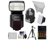 Sony Alpha HVL-F60M Flash with Video Light with Batteries & Charger + Diffuser + Bounce Reflector + Backpack + Tripod + Accessory Kit