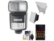 Bower SFD970 2-in-1 Power Zoom Flash & LED Video Light (for Nikon i-TTL) with Batteries & Charger + Diffuser + Bounce Reflector + Accessory Kit