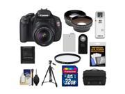 Canon EOS Rebel T3i Digital SLR Camera Body & EF-S 18-55mm IS II Lens with 32GB Card + .45x Wide Angle & 2x Tele Lens + Battery + Remote + Filter + Tripod + Kit