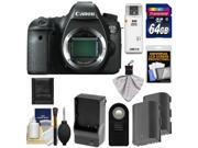 Canon EOS 6D Digital SLR Camera Body with 64GB Card + 2 Batteries & Charger + Remote + Accessory Kit