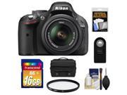 Nikon D5200 Digital SLR Camera & 18-55mm G VR DX AF-S Zoom Lens (Black) with 16GB Card + Case + Filter + Remote + Accessory Kit