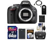 Nikon D5200 Digital SLR Camera Body (Black) with 64GB Card + Battery + Case + Remote + HDMI Cable + Accessory Kit