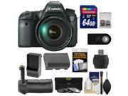 Canon EOS 6D Digital SLR Camera Body with EF 24-105mm L IS USM Lens with 64GB Card + Battery & Charger + Battery Grip + 3 UV/ND8/CPL Filters + Remote