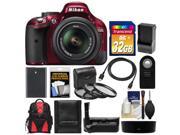Nikon D5200 Digital SLR Camera & 18-55mm G VR DX AF-S Zoom Lens (Red) with 32GB Card + Backpack + Grip + Battery & Charger + Remote + HDMI Cable + Filters Kit