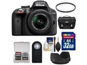 Nikon D3300 Digital SLR Camera & 18-55mm G VR DX II AF-S Zoom Lens (Black) with 32GB Card + Case + Filter + Hood + Remote + Kit