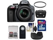 Nikon D3300 Digital SLR Camera & 18-55mm G VR DX II AF-S Zoom Lens (Grey) with 32GB Card + Case + Filter + Hood + Remote + Kit