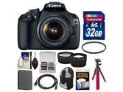 Canon EOS Rebel T5 Digital SLR Camera Body & EF-S 18-55mm IS II Lens with 32GB Card + Backpack + Battery + Tripod + Tele/Wide Lens Kit