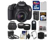 Canon EOS Rebel T3i Digital SLR Camera Body & EF-S 18-55mm IS II Lens with 32GB Card + Case + Battery/Charger + Tele/Wide Lenses + 3 Filters Kit