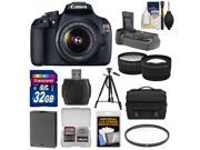 Canon EOS Rebel T5 Digital SLR Camera Body & EF-S 18-55mm IS II Lens with 32GB Card + Battery & Grip + Case + Filter + Tele/Wide Lens Kit