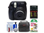 Fujifilm Instax Mini 8 Instant Film Camera (Black) with Instant Film + Case + (4) AA Batteries & Charger + Cleaning Kit