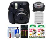 Fujifilm Instax Mini 8 Instant Film Camera (Black) with (2) Instant Film + Case + Batteries & Charger + Cleaning Kit