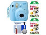 Fujifilm Instax Mini 8 Instant Film Camera (Blue) with (2) Instant Film + Cleaning Kit