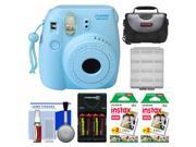 Fujifilm Instax Mini 8 Instant Film Camera (Blue) with (2) Instant Film + Case + Batteries & Charger + Cleaning Kit