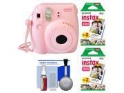 Fujifilm Instax Mini 8 Instant Film Camera (Pink) with (2) Instant Film + Cleaning Kit