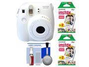Fujifilm Instax Mini 8 Instant Film Camera (White) with (2) Instant Film + Cleaning Kit