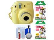 Fujifilm Instax Mini 8 Instant Film Camera (Yellow) with (2) Instant Film + Cleaning Kit